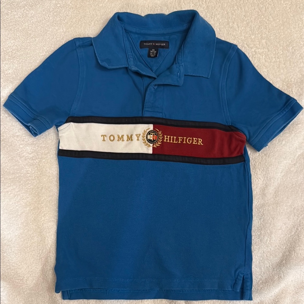Tommy Hilfiger Blue and Red Polo Shirt